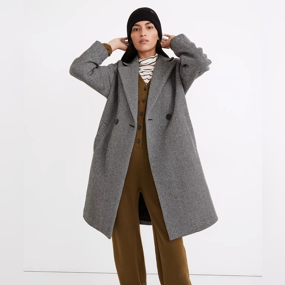Madewell Averdon Coat in Herringbone Insuluxe Fabric size M - Picture 1 of 10